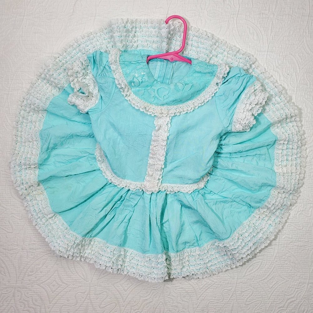 Vintage Blue Frilly Dress 3t?